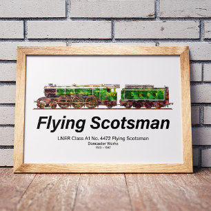 Affiche Flying Scotsman Train à vapeur anglais Locomotive 