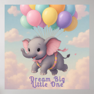 Affiche Flyng Baby Elephant avec devis personnalisé, infir