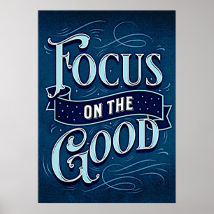 Affiche Focus sur le bien - Inspirer & Motiver bleu