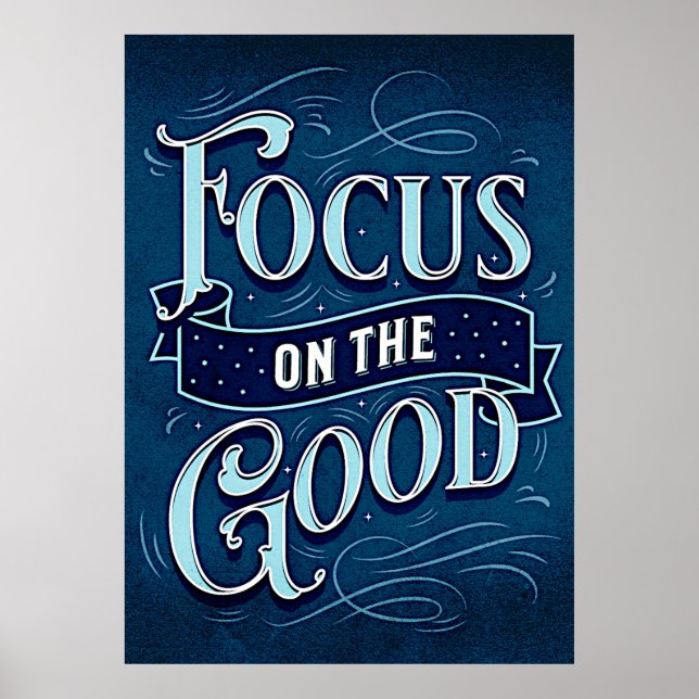 Affiche Focus sur le bien - Inspirer & Motiver bleu (Devant)