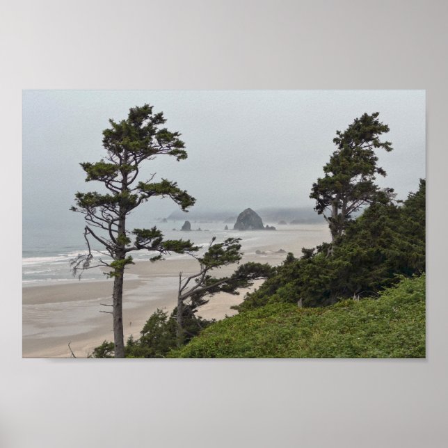 Affiche Foggy Morning sur Cannon Beach, Oregon (Devant)