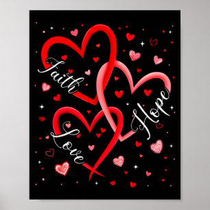 Affiche Foi chrétienne Espoir Amour Cœurs Religieux Valent