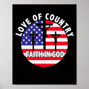 Affiche Foi chrétienne patriotique en Dieu Coeur USA Drape