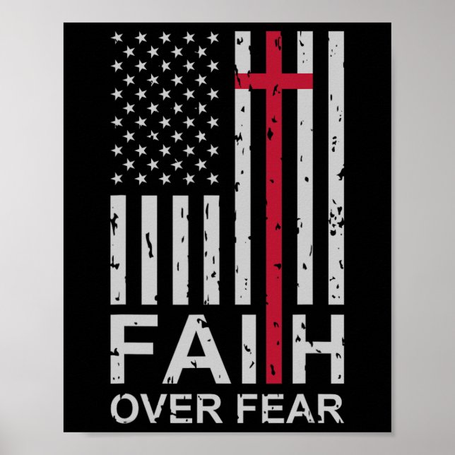 Affiche Foi chrétienne sur le drapeau américain USA Rel (Devant)