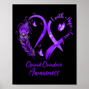 Affiche Foi Coeur Hope Amour Opioïde overdose violet Ribbo