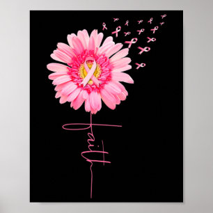 Affiche Foi de marguerite rose - Sensibilisation au cancer