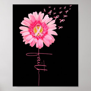 Affiche Foi de marguerite rose - Sensibilisation au cancer