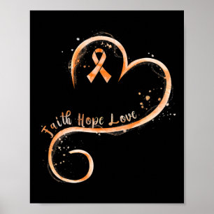 Affiche Foi Espoir Amour Ruban Orange Sensibilisation à la