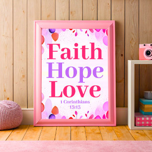 Affiche Foi espoir et amour Boho Christian Ado Girl Art