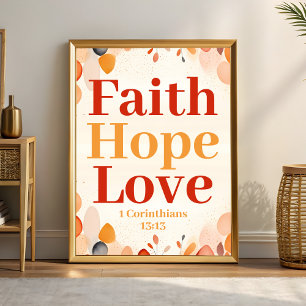 Affiche Foi, espoir et amour Boho Christian Wall Art