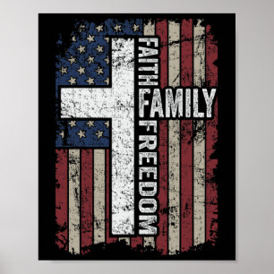 Affiche Foi Famille Liberté - Vintage Chrétien Patriotique
