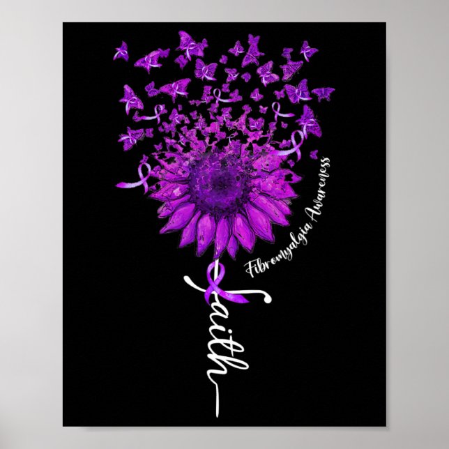 Affiche Foi Papillon Tournesol Fibromyalgie Sensibilisatio (Devant)