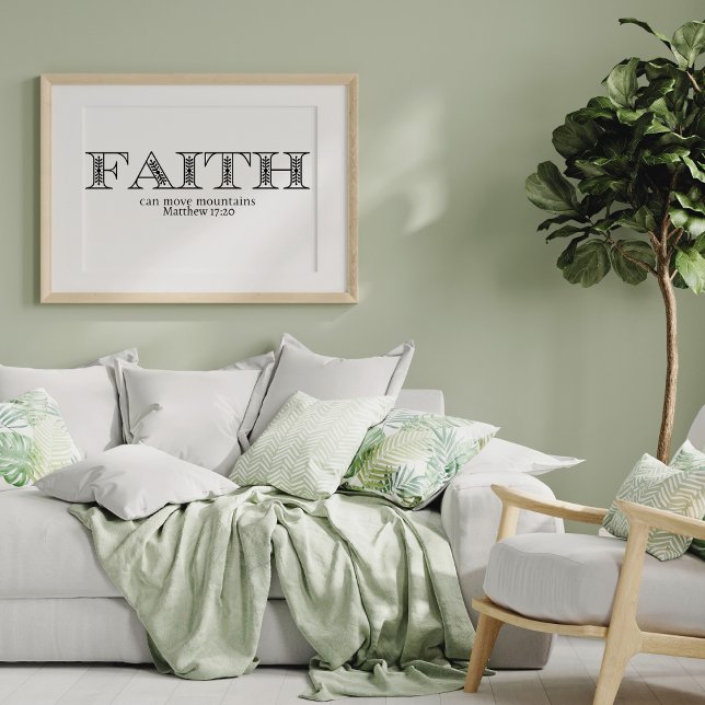 Affiche Foi qui déplace les montagnes chrétien (Faith Can Move Mountains Bible Scripture Quote)