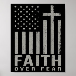 Affiche Foi sur la peur Jésus Croix chrétienne Drapeau amé