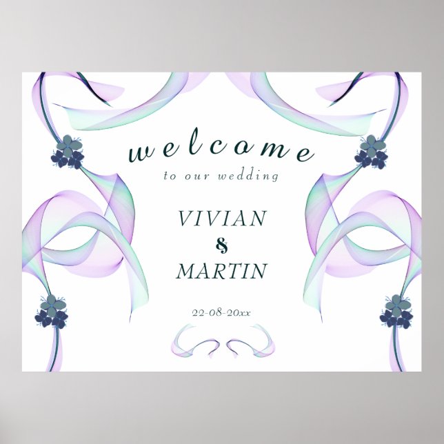 Affiche Foi violette Mini Mariage Floral Bienvenue (Devant)