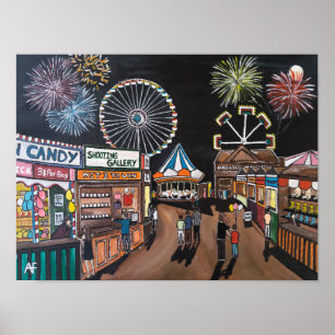 Affiche Foire aux plaisirs la nuit Peinture d'Alfred Fox