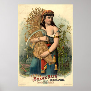 Affiche Foire d'État de l'Indiana édition 1886, Indianapol