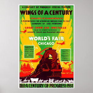 Affiche Foire mondiale de Chicago 1934 en train