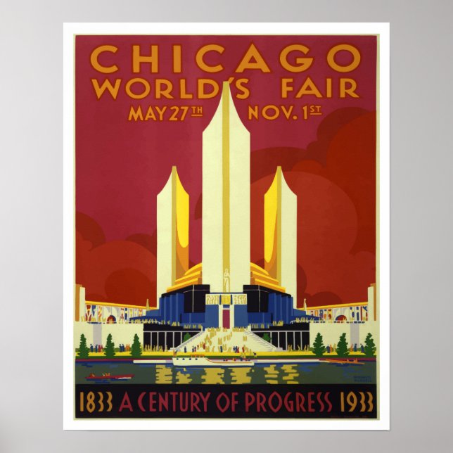 Affiche Foire mondiale de Chicago vintage 1933 (Devant)