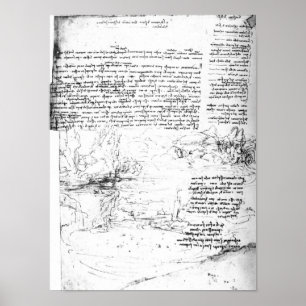 Affiche Fol.145v-a, page du cahier de Da Vinci