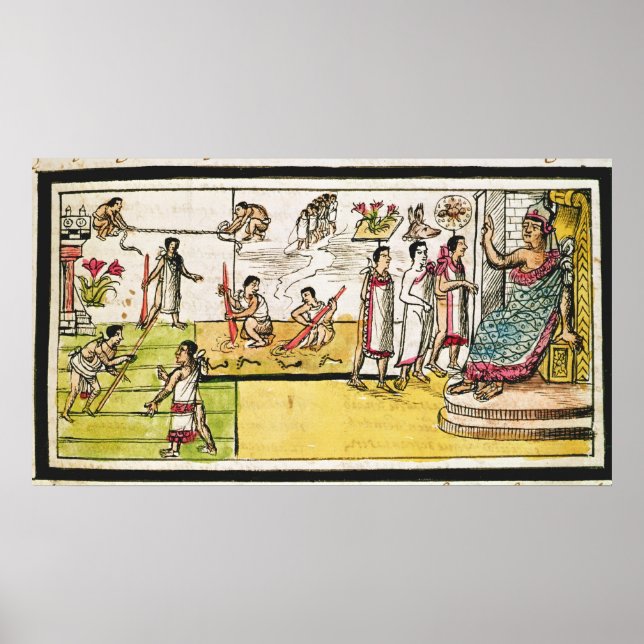 Affiche Fol.40r Construction de Tenochtitlan, 1579 (Devant)