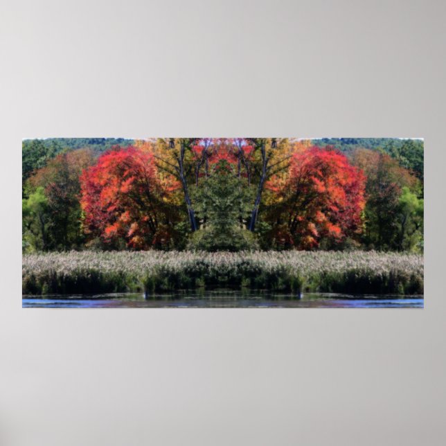 Affiche Foliage D'Automne Dans Un Miroir Orton Marsh Abstr (Devant)
