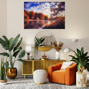 Affiche Foliage d'automne New York Lake Photographie