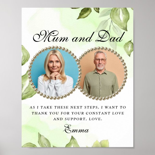 Affiche Foliage Greenery Parents de la mariée Cadeau Poste (Devant)