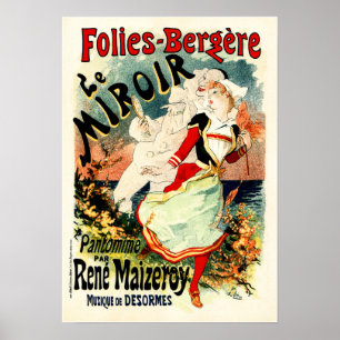 Affiche FOLIE BERGERE LE MIROIR Cheret Vintage français