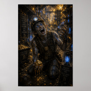 Affiche Folie / Mineur / Mines d'or