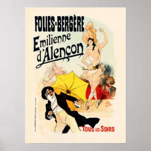 Affiche FOLIERS BERGERE Emilienne Paris Old Jules Cheret