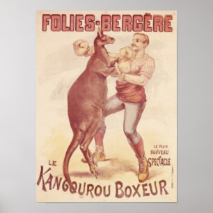 Affiche Folies Bergere — Kangaroos de boxe