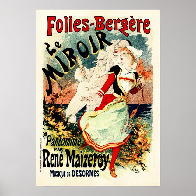 Affiche FOLIES BERGERE LE MIROIR Cheret Français Vintage (Devant)