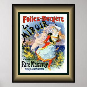 Affiche Folies Bergere~Le Miroir~Pantomime Rene Maizeroy~