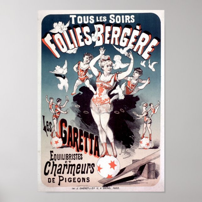 Affiche Folies Bergere, Les Garetta Vintage French Adv (Devant)