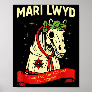 Affiche Folklore Drôle Rétro Squelette Cheval Mari Lwyd Yu