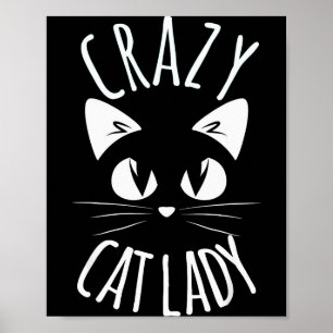Affiche Folle dame aux chats Maman drôle de fourrure Fête 