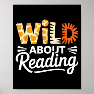 Affiche Folle de lecture de lettres imprimées animal drôle