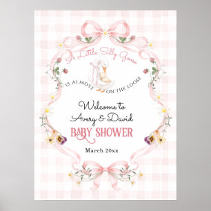 Affiche Folle Oie Bébé Rose Editable Arc Chapeau