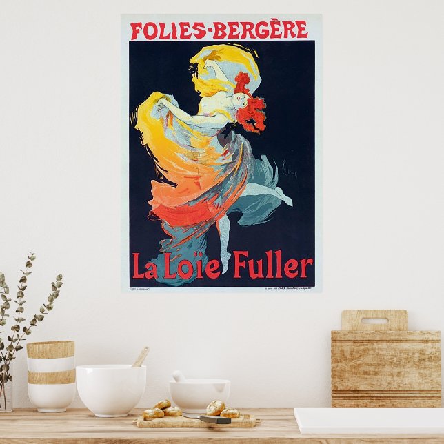 Affiche Follies vintages Bergeré Jules Chéret Fille dansan (Cuisine)