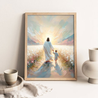 Affiche Follow His Light, Modern Christian Art, Jesus Walk