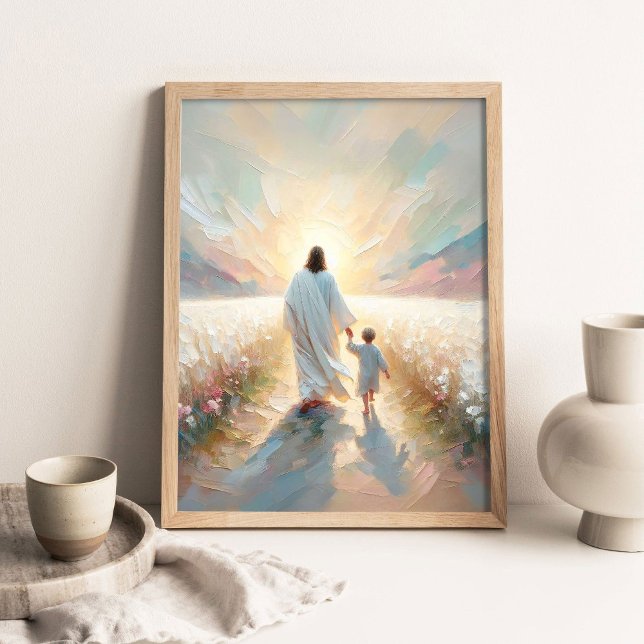 Affiche Follow His Light, Modern Christian Art, Jesus Walk (Créateur téléchargé)