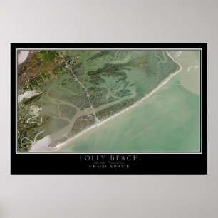Affiche Folly Beach Caroline du Sud Carte de l'affiche sat