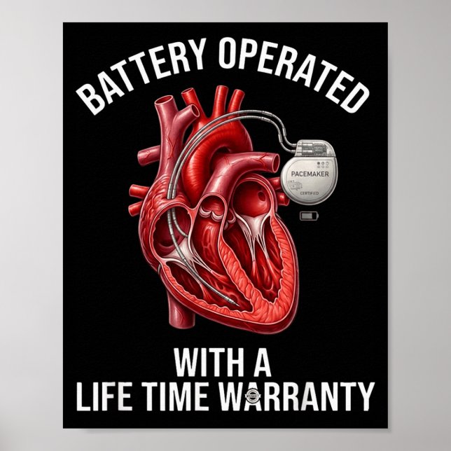 Affiche Fonctionne sur batterie avec une garantie à vie  (Devant)