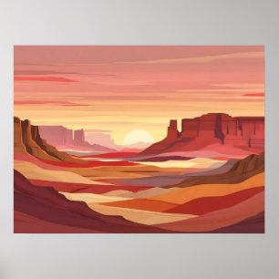 Affiche Fond Abstrait de Coucher de Soleil Désertique – Te