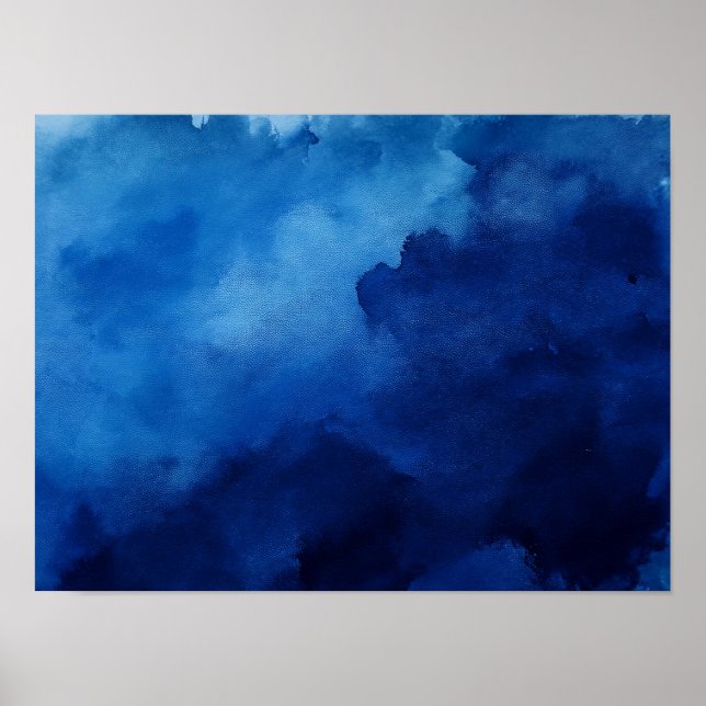 Affiche Fond aquarelle abstrait bleu foncé  (Devant)