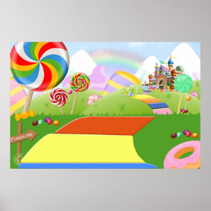 Affiche Fond Candyland, Fond de fête Candyland