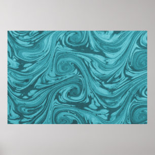 Affiche Fond cintré et incurvé dans des tons de turquoise,