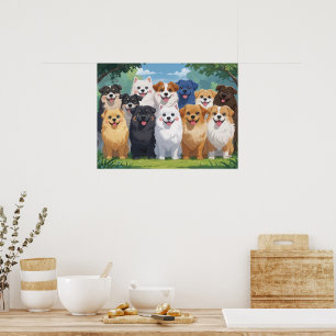 Affiche Fond de chiens mignons