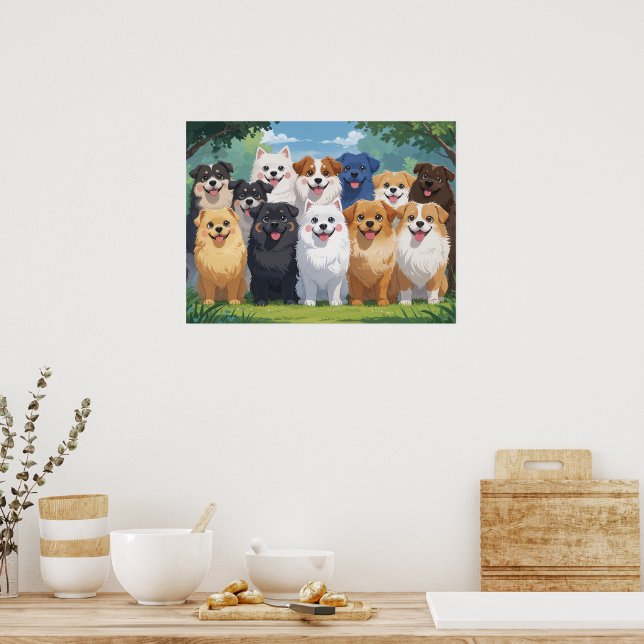 Affiche Fond de chiens mignons (Cuisine)